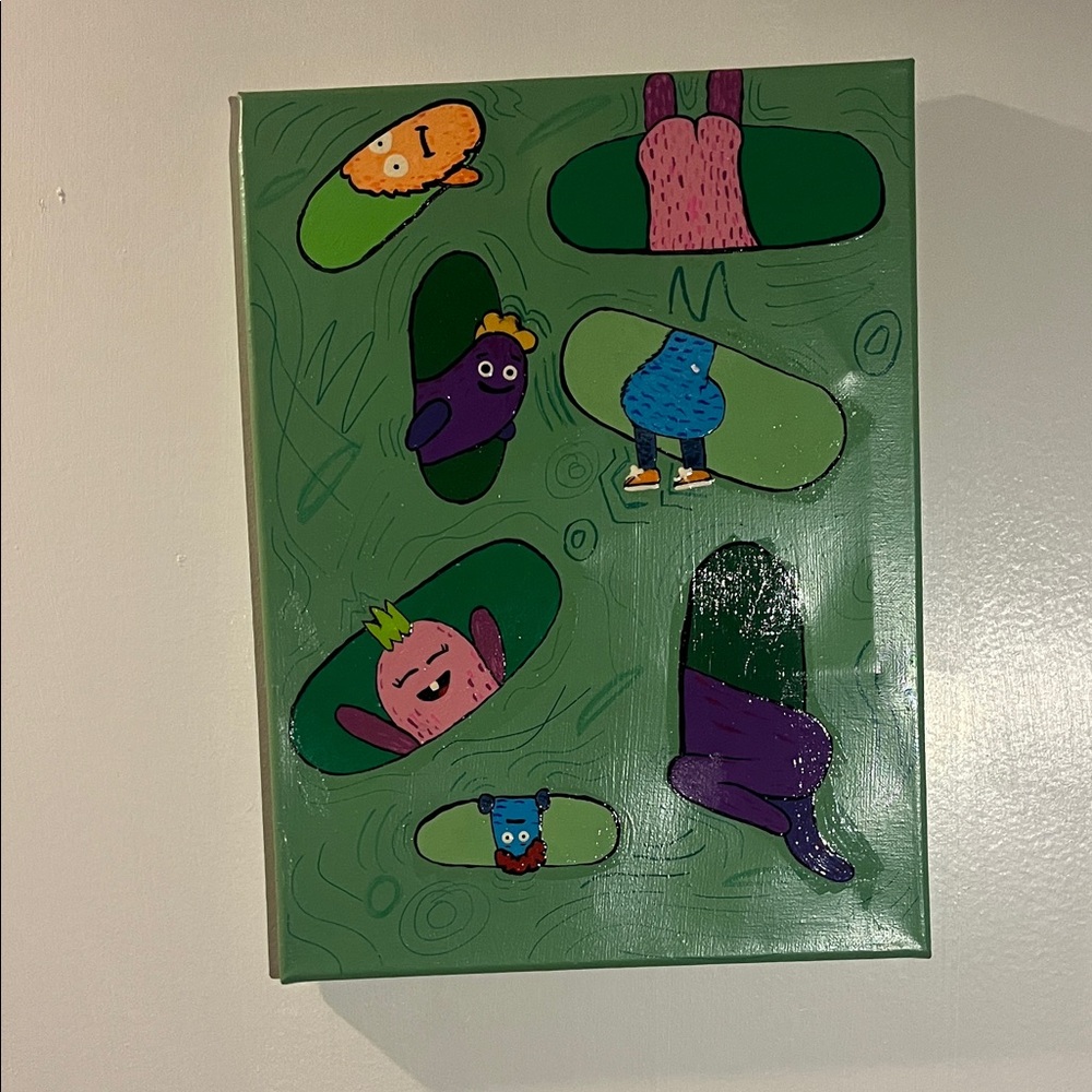 Colorful Cartoon Character Handmade Canvas Art